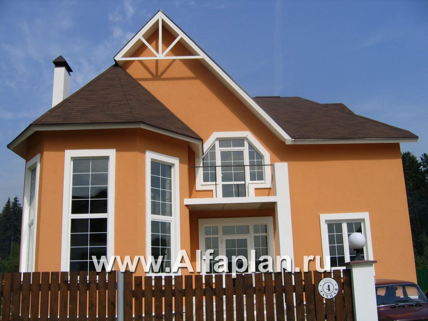 «Консул» - проект дома, со вторым светом гостиной, с террасой и с эркером, в стиле модерн - дизайн дома №2