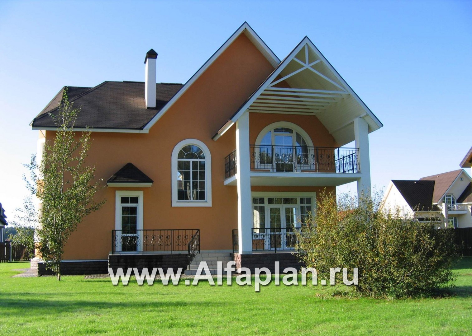 «Консул» - проект дома, со вторым светом гостиной, с террасой и с эркером, в стиле модерн - дизайн дома №4