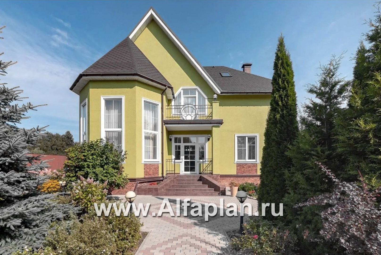 «Консул» - проект дома, со вторым светом гостиной, с террасой и с эркером, в стиле модерн - дизайн дома №5