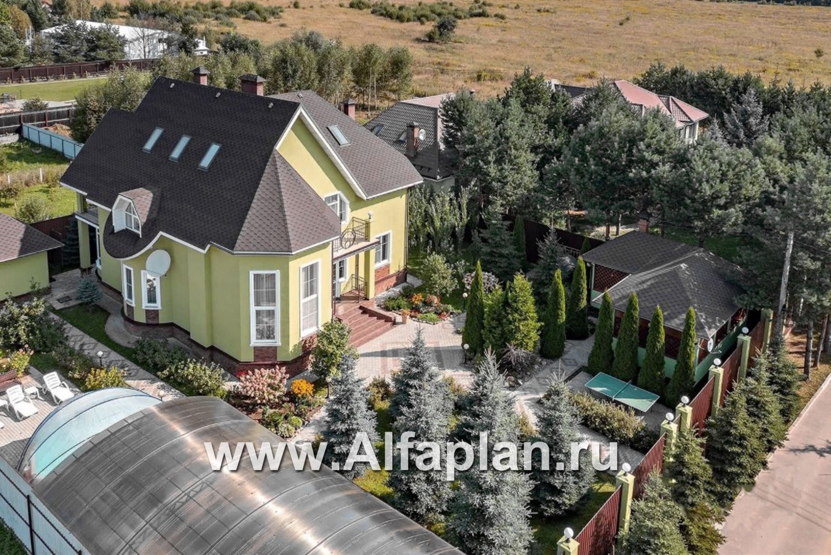 «Консул» - проект дома, со вторым светом гостиной, с террасой и с эркером, в стиле модерн - дизайн дома №7