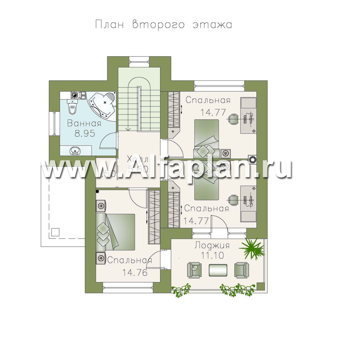 Проекты домов Альфаплан - «Знаменка» — удобный и компактный коттедж - изображение плана проекта №2