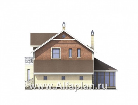 «Нанси» -проект дома с мансардой, с эркером и с террасой, с гаражом, в английском стиле - превью фасада дома