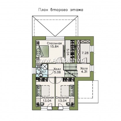 Проекты домов Альфаплан - «Экспрофессо»- проект компактного дома с гаражом в цоколе - превью плана проекта №3