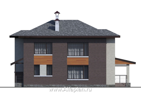 «Республика» - проект двухэтажного дома из газобетона, с террасой, мастер спальня, в современном стиле - превью фасада дома