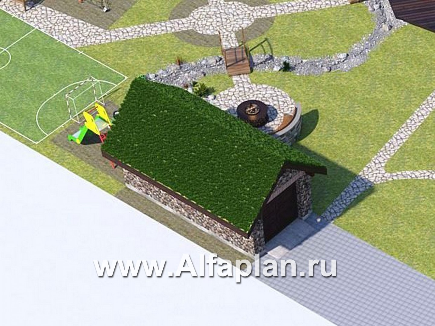 Проекты домов Альфаплан - Проект хозяйственного блока, для хранения садовой техники и инвентаря - основное изображение