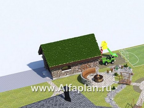 Проекты домов Альфаплан - Проект хозяйственного блока, для хранения садовой техники и инвентаря - превью дополнительного изображения №1
