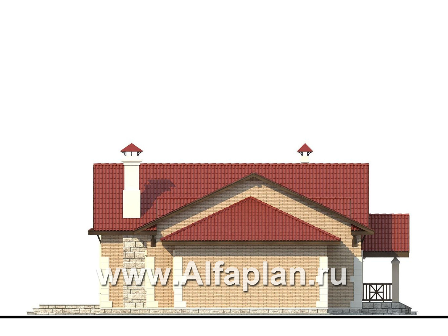«Поместье» - проект одноэтажного дома, из кирпича, в классическом стиле - фасад дома