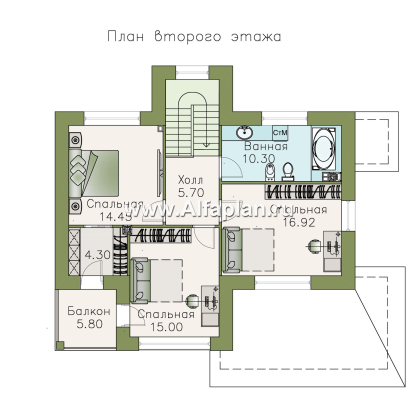 «Модерн» - проект двухэтажного дома из газобетона, с террасой, в стиле модерн (Серебряный век) - превью план дома