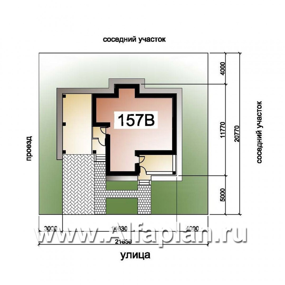 «Знаменка» - проект двухэтажного дома из газобетона, планировка с эркером и с террасой, с навесом на 1 авто - дизайн дома №1