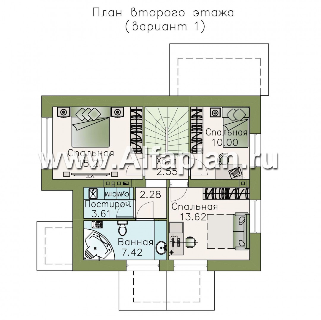 «Боспор» - проект дома с мансардой, из кирпича, с гостевой на 1 эт, в стиле эклектика - план дома