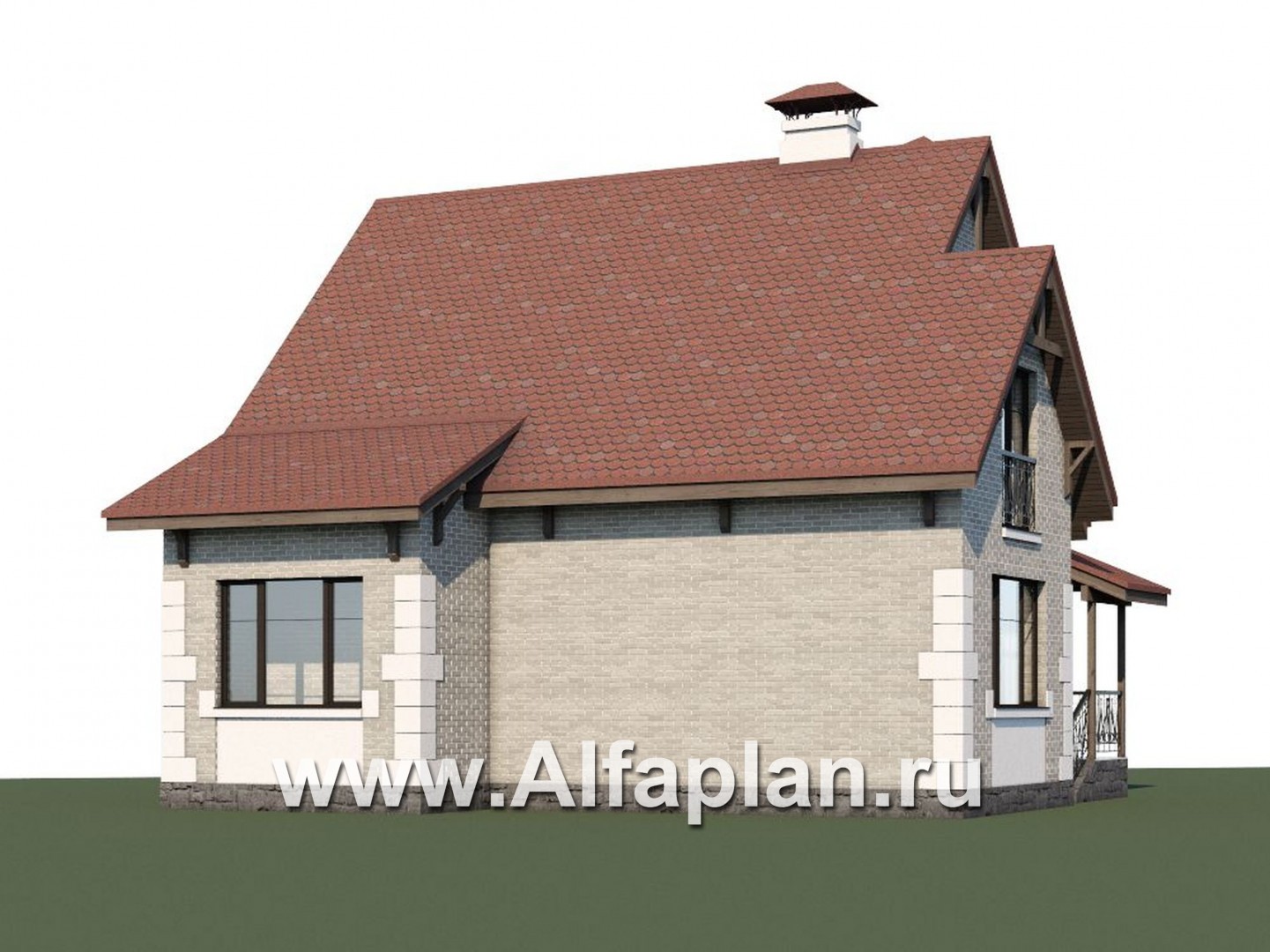 «Боспор» - проект дома с мансардой, из кирпича, с гостевой на 1 эт, в стиле эклектика - дизайн дома №1