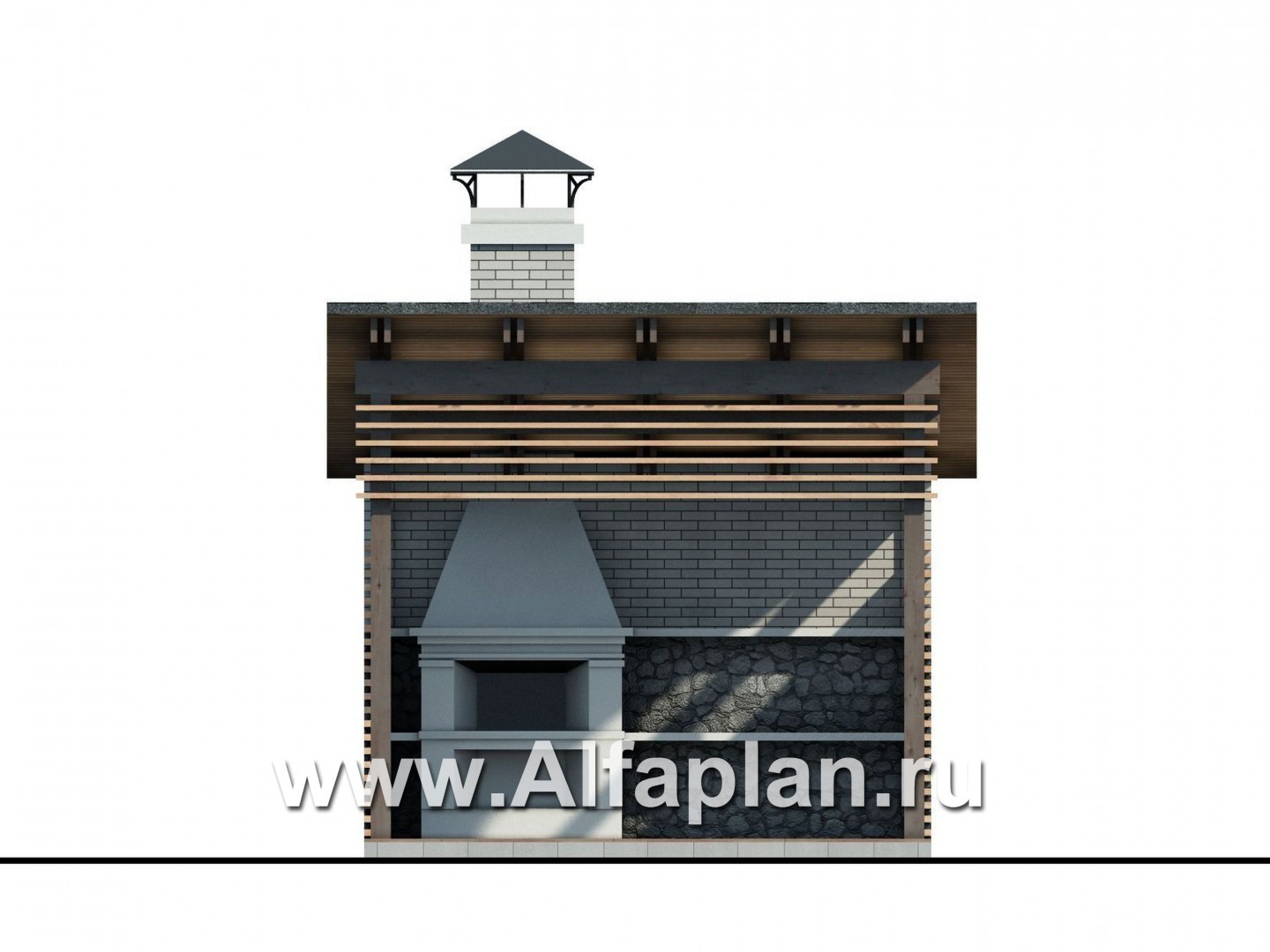 Проекты домов Альфаплан - Проект современной беседки, летняя кухня - изображение фасада №1