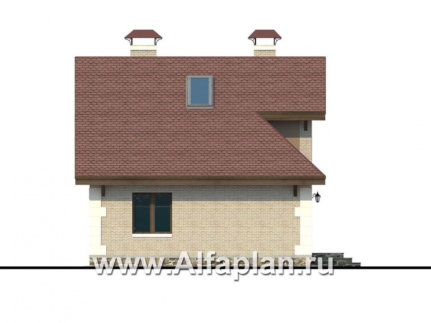 Проекты домов Альфаплан - «Замечательный сосед» - проект дома с мансардой, с остекленной террасой - изображение фасада №3