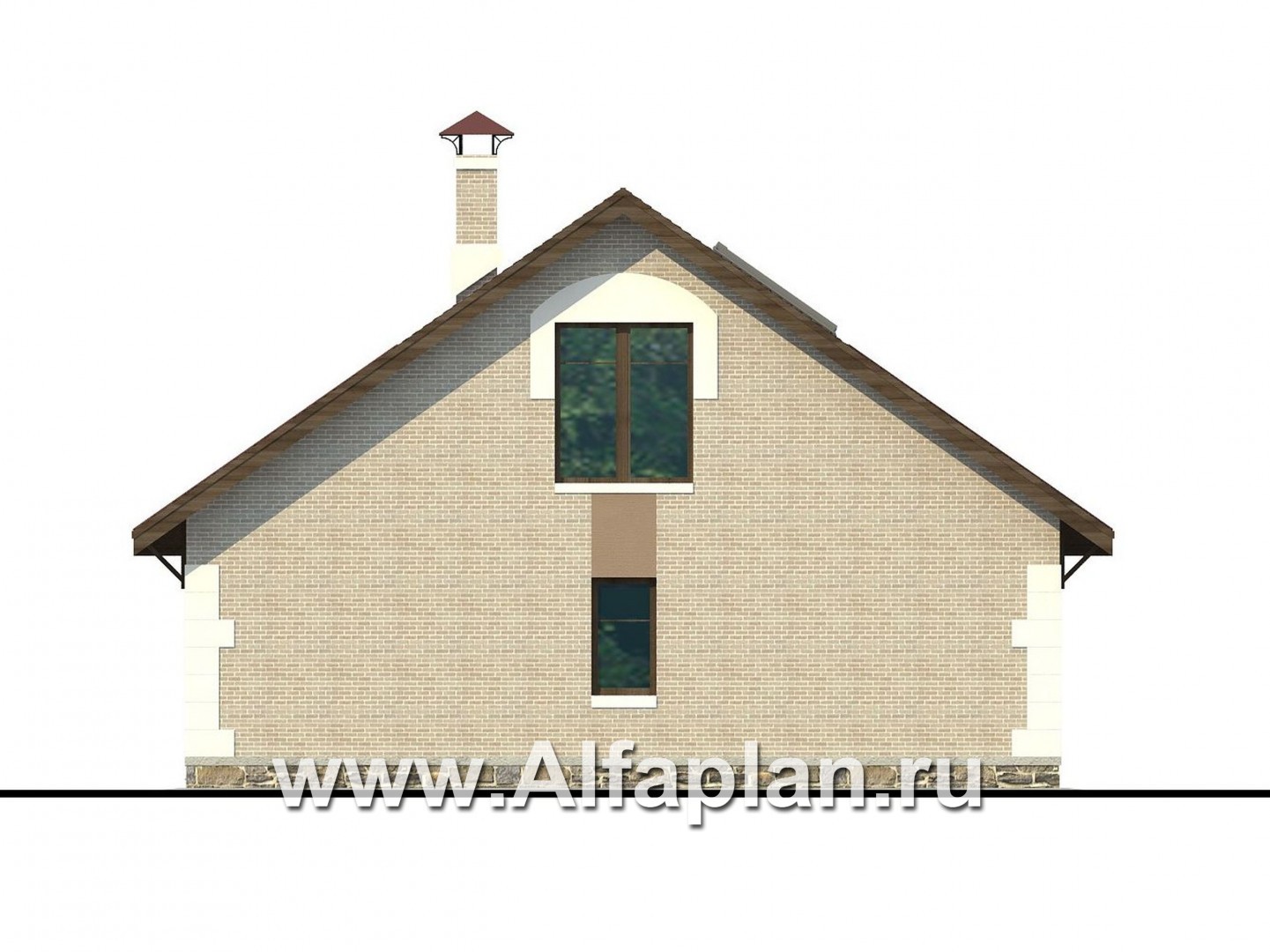 Проекты домов Альфаплан - «Замечательный сосед» - проект дома с мансардой, с остекленной террасой - изображение фасада №4