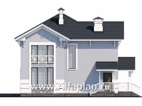 Проекты домов Альфаплан - «Линия жизни»  - удобный дом для небольшой семьи - превью фасада №3