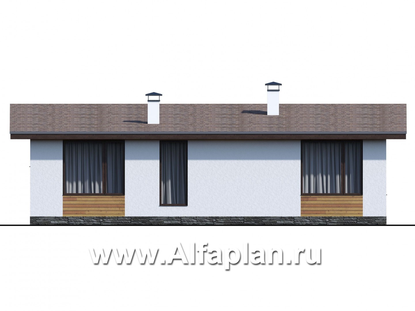 Проекты домов Альфаплан - «Бета» - проект одноэтажного каркасного дома с террасой, в скандинавском стиле - изображение фасада №4