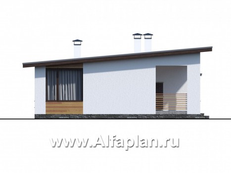 Проекты домов Альфаплан - «Бета» - проект одноэтажного каркасного дома с террасой, в скандинавском стиле - превью фасада №3
