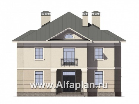 Проект двухэтажного дома, мастер спальня, в классическом стиле - превью фасада дома