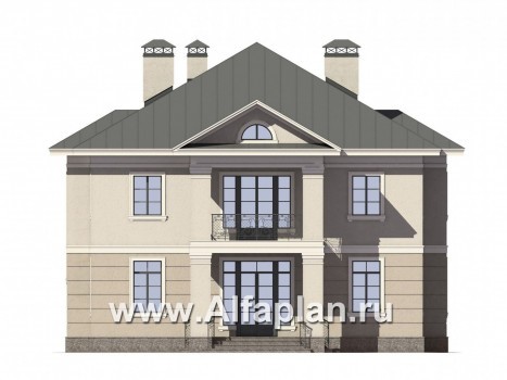 Проект двухэтажного дома, мастер спальня, в классическом стиле - превью фасада дома