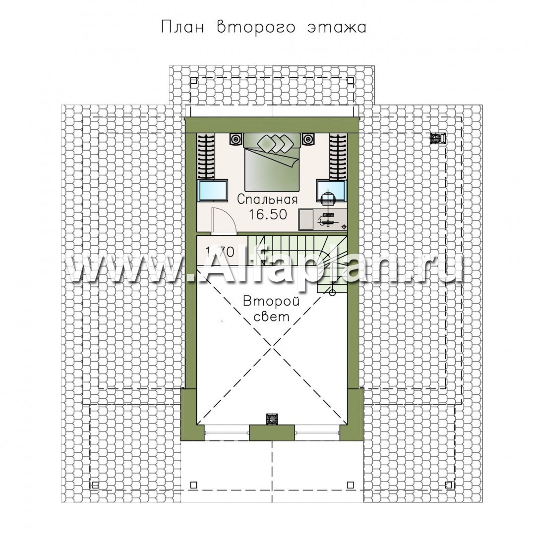 Проекты домов Альфаплан - «Моризо» - шале с двусветной гостиной - план проекта №2