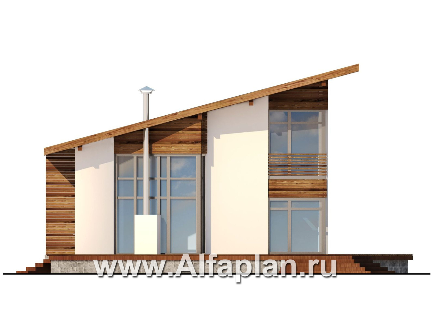 Проекты домов Альфаплан - Проект дома в скандинавском стиле с интересным планом - изображение фасада №1