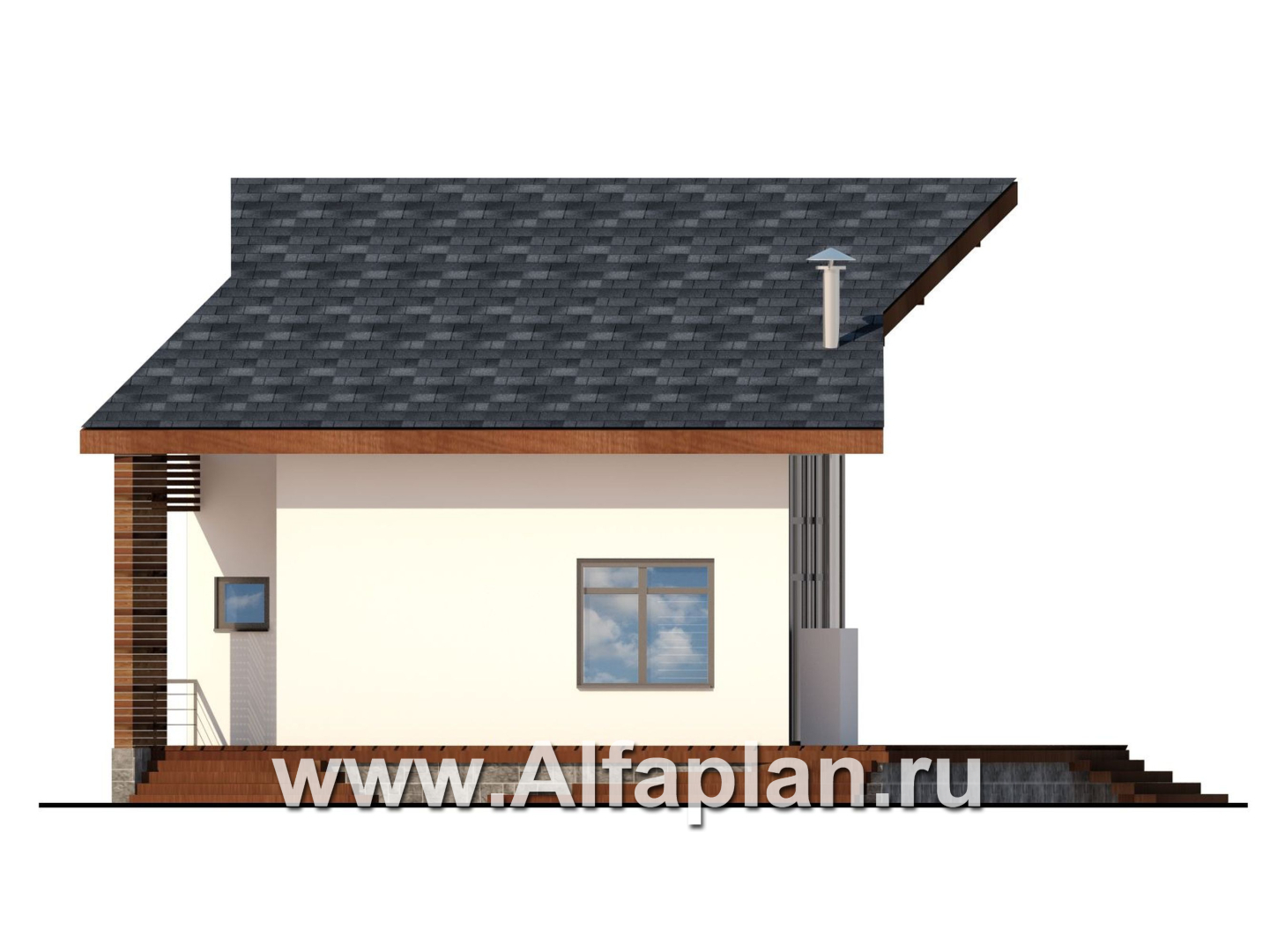Проекты домов Альфаплан - Проект дома в скандинавском стиле с интересным планом - изображение фасада №4