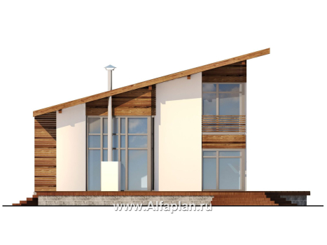 Проекты домов Альфаплан - Проект дома в скандинавском стиле с интересным планом - превью фасада №1