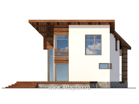 Проекты домов Альфаплан - Проект дома в скандинавском стиле с интересным планом - превью фасада №2