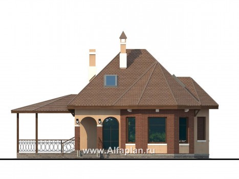 Проекты домов Альфаплан - «Душечка» - удобный дом для жизни и отдыха - превью фасада №1