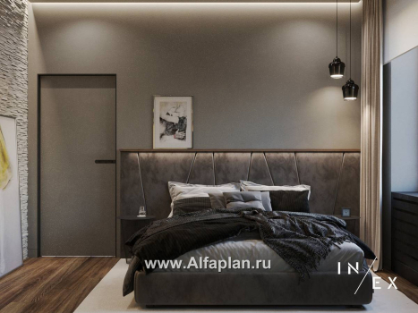 Проекты домов Альфаплан - «Виньон» - проект одноэтажного дома, планировка с большой террасой, 2 спальни - превью дополнительного изображения №8